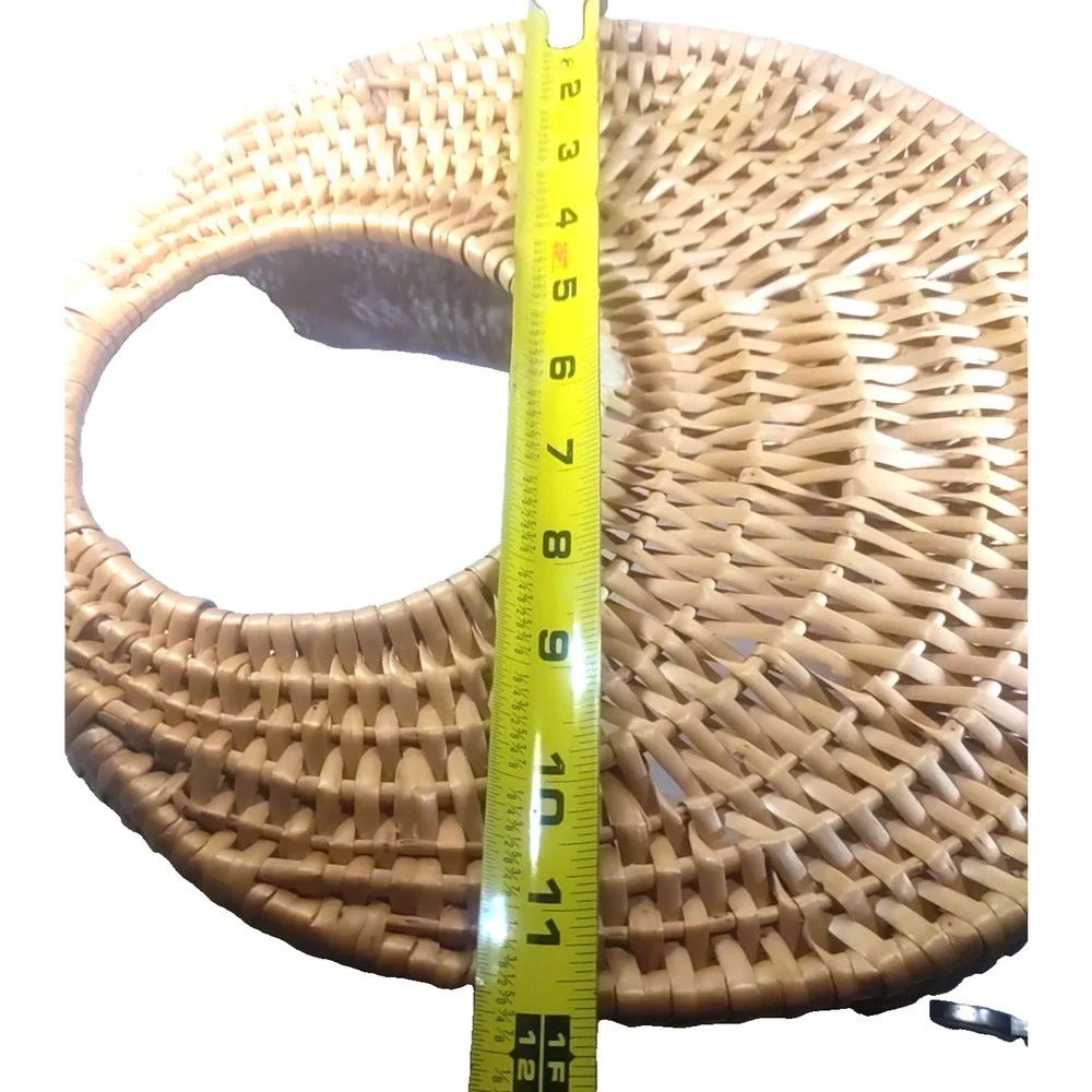 Rattan Wicker Half Moon Basket Hanging Plant Storage Light Tan